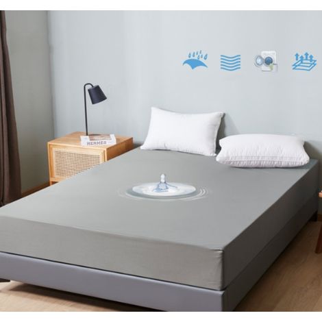 Wasserdichter Matratzenschoner 200 x 200 cm – Atmungsaktives Spannbettlaken – Feuchtigkeitsschutz – Grau (1/5)