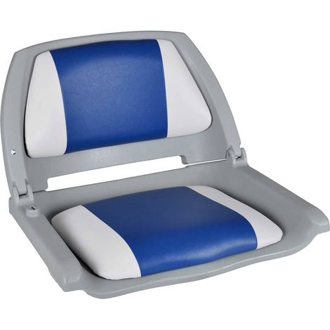 Maison Exclusive - Sedili per Barca 2 pz Pieghevoli Cuscino Blu-Bianco 41x51x48 cm (1/5)