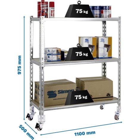 simonrack Moderne Metallregal auf Rädern
