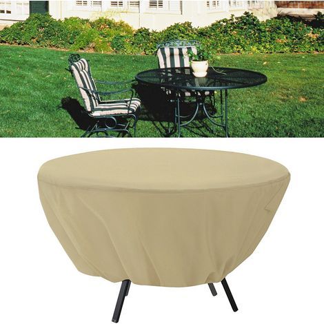Runde Tisch-Staubschutzhülle, wasserdichte Schutzhülle für Gartenmöbel im Außenbereich (Beige) (1/5)