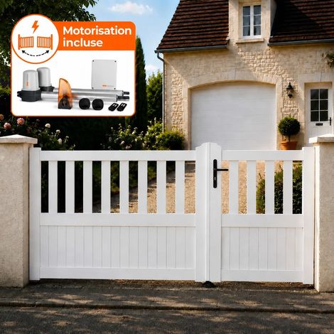 Portail battant électrique PVC blanc avec moteur Sentinel H 125 x L 250 ÉTRETAT (1/5)