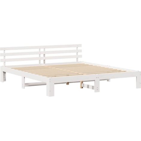 Lit double,Lit adulte,Cadre de lit Blanc 180 x 200 cm Bois de pin massif CFW8617031 (1/5)