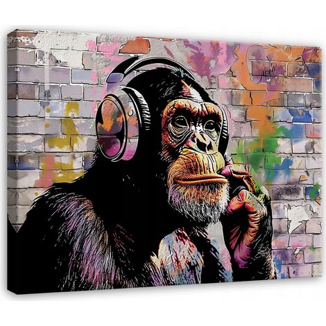 Peinture banksy singe graffiti street art moderne sur toile Murale 120x80 (1/3)