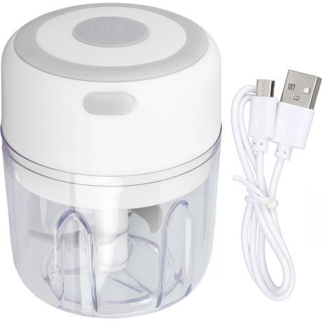 Hachoir à Ail Électrique Mini 250ml, Moteur Puissant et Grande Capacité, Acier Inoxydable 304, Blanc (1/5)