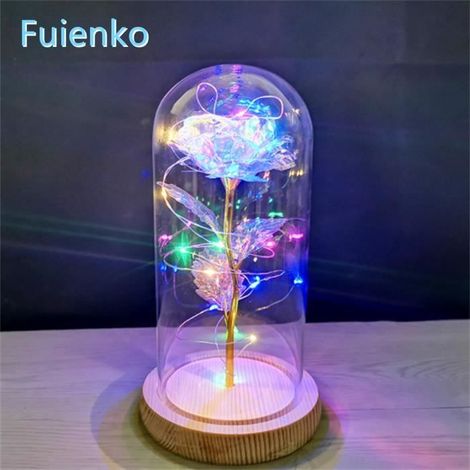 Rose Éternelle sous Cloche avec Lumière LED Colorée (1/4)