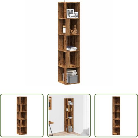 Holzwerkstoff - Eckregal Altholz-Optik 33x33x165 cm Holzwerkstoff (1/5)