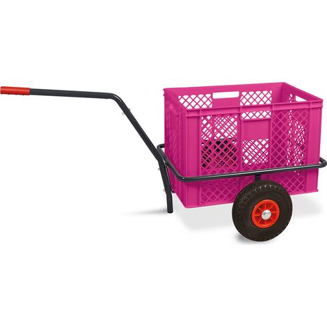 BRB Handwagen mit Kunststoffkorb H 410 mm, LxBxH 1250x640x660 mm, Tragkraft 200 kg (pink)