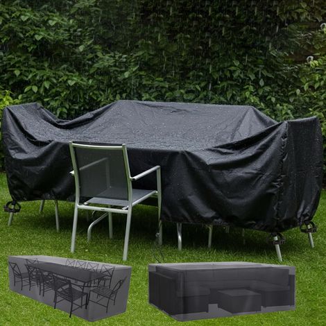 Housse de Protection Salon de Jardin 200x140x90 cm Bâche pour Meubles et Table Extérieure Imperméable Tissu Oxford 420D Robuste avec Cordon de Serrage, Noir (1/5)