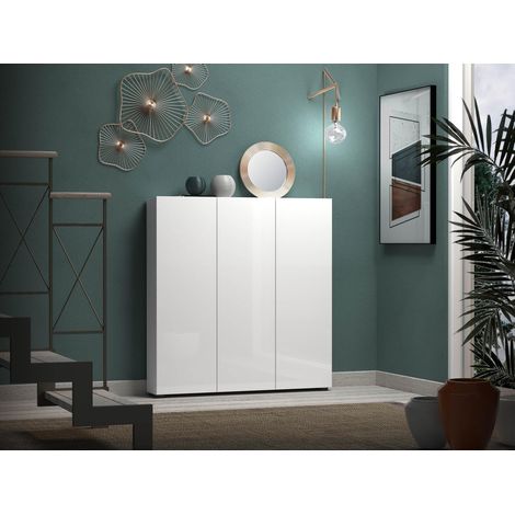 Armario Multiuso Grande Ónix, 10 Estantes, Made in Italy, 19x115h cm Blanco Brillante (1/3)
