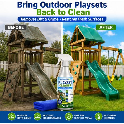 KineShineX Outdoor Toy Cleaner 120ML eignet sich für Kinderrutschen, Schaukeln, Spielhäuser, Klettergerüste und Stützkonstruktionen. (1/4)