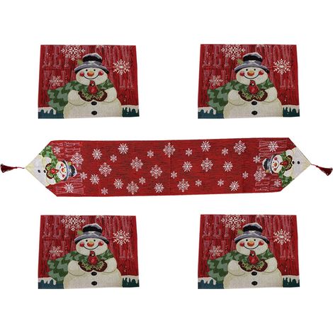 Set de 4 Nappes en Lin-Coton Imprimé Bonhomme de Neige 33x43 cm Lavables pour Table Intérieure Extérieure Cuisine (1/2)