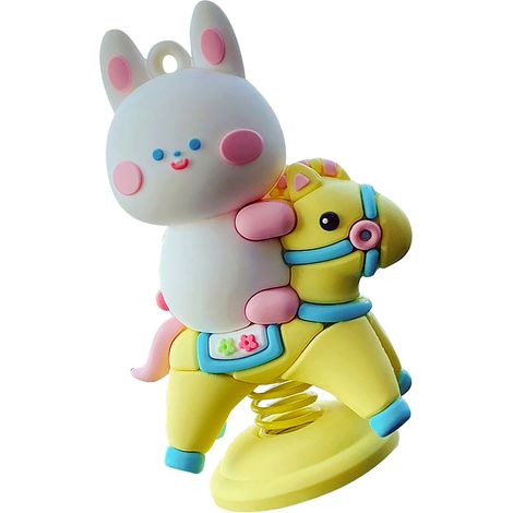 Lapin à bascule cheval décoratif de bureau, ornement de voiture à tête secouée, figurine créative pour tableau de bord, décoration de maison et auto, peluche rigide, cadeau stylé (1/5)