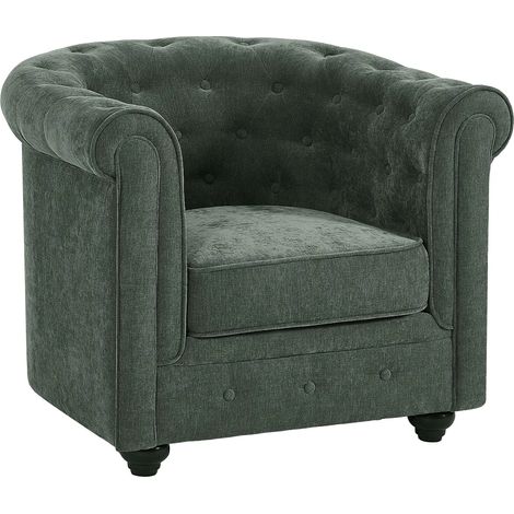 Poltrona in tessuto verde CHESTERFIELD