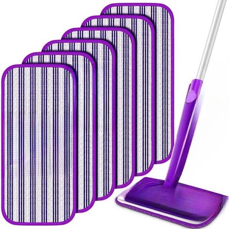 Lot von 6 wiederverwendbaren und waschbaren Serpillères, zum Aufladen von Gebrauchsgütern zum Nettoyage du Sol – Violett (1/5)
