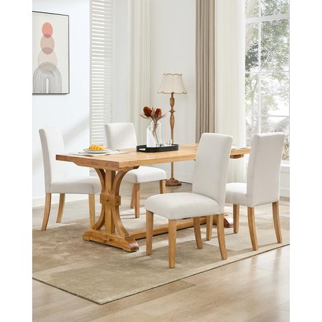 Chaises repas lot de 2 lin beige style parsons capacité 120 kg facile à nettoyer décoration classique (1/5)