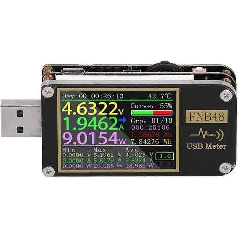 Voltmètre/ampèremètre USB avec affichage couleur, testeur USB numérique, voltmètre à déclenchement PD pour usage industriel avec Bluetooth (1/4)