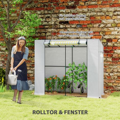 Serre de jardin avec porte coulissante, 2 fenêtres, serre tunnel hivernale en acier, abri de culture pour balcon et potager, serre à tomates avec protection UV, 200x76x170 cm, pour légumes et fleurs, (1/5)