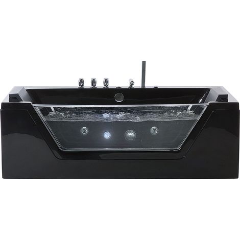 Bañera de hidromasaje negro plata con LED de acrílico sanitario y vidrio individual 150 x 71 cm Samana