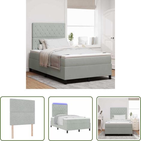 vidaXL Cama Box Spring LED Gris Claro 120 x 200 cm Terciopelo (1/5)