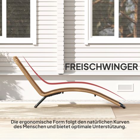 Chaise longue en rotin tressé, transat forme S en acier, couleur marron