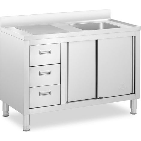 Plonge inox sur meuble - 1 bac acier inoxydable - 400 x 400 x 300 mm (1/5)
