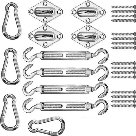 M5 Sonnensegel-Befestigungsset, quadratischer und rechteckiger Sonnenschutz für Wände und Pfosten, robust und windbeständig, 28-teilig (1/5)