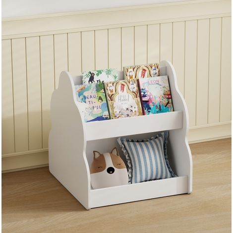 Librería infantil con ruedas, 54 x 50 x 56 cm, 4 compartimentos, blanco DESVIAE (1/5)