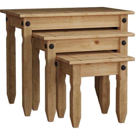 Corona Nest of Tables Set of 3 Solid Pine Coffee Side End Table