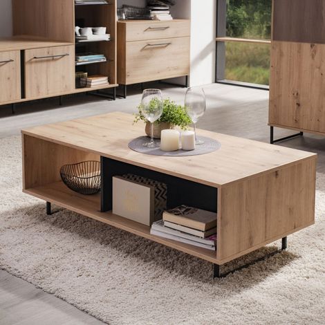 Corsano Couchtisch, mit Füßen, 2 Ablagen, rechteckig, 121x61x43h cm Braun, Eiche Astig (1/5)