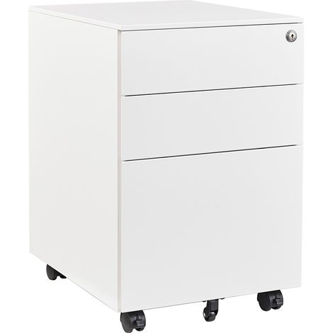 Pedestal / armario de escritorio con cerradura 39x60 cm - 3 cajones - Blanco