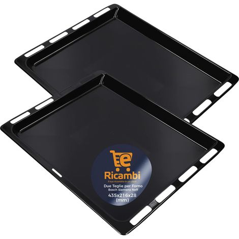 eRicambi® 2x Teglie Forno Smaltate 46,5x37,5x2,9 cm - Compatibile con Bosch HBA23B150J, Siemens HB23AB550E, Neff B15P42N0, Constructa CF1M00050