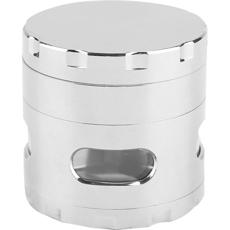 Broyeur à herbe métallique 4 couches avec grattoir, outil manuel pour épices et herbes (Argent) (1/5)