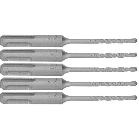 5-teiliger Bohrhammer-Bohrer mit Hartmetallspitze, spiralförmig, 2 Schneiden, Schlagbohrer für Ziegel und Stein, 110 mm, 4 mm / 0,16 Zoll Öffnungsdurchmesser (1/5)