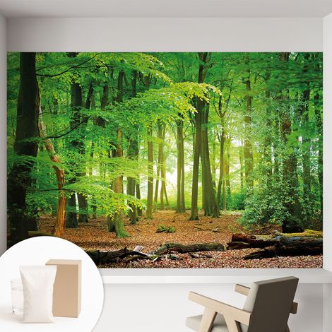 Carta Da Parati Non Tessuto - Con Colla Gratuita - Con Motivi Moderni - Design Elegante Per Pareti Foresta verde 152x104 cm (1/5)