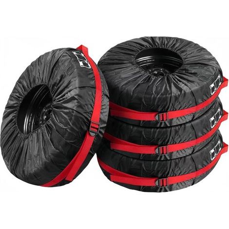 Fundas para neumáticos - Juego de 4 piezas - Bolsas para neumáticos - Tela Oxford - Fundas para ruedas - Para guardar neumáticos de invierno y verano - Talla L - Negro (1/5)