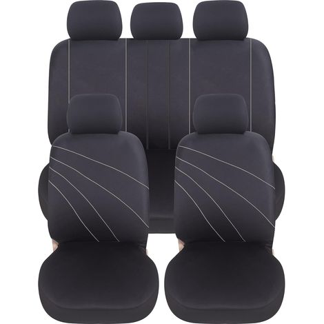 Lupex Shop - Coprisedili auto, anteriori e posteriori, universali adattabili, tessuto poliestere, No Suv (mod. G) colore - Grigio (1/4)