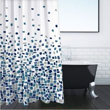 Shower Curtain for Bathroom Mould and Mildew Resistant Mosaic Blue,(71x71 Inch)Water Repellant Fabric 100% Polyester (1/4)