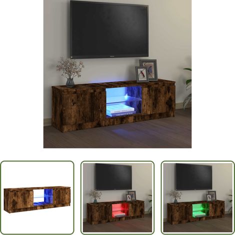 LED-Leuchten - TV-Schrank mit LED-Leuchten Räuchereiche 120x30x36 cm (1/5)