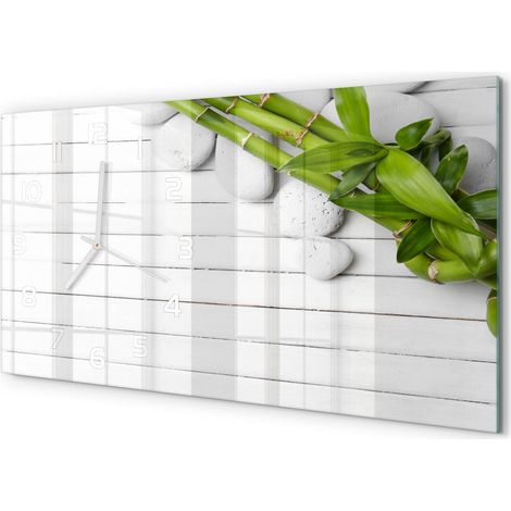 Grande Horloge Murale 60x30 cm Design Panoramique Verre Silencieux pour Salon Bambou (1/5)