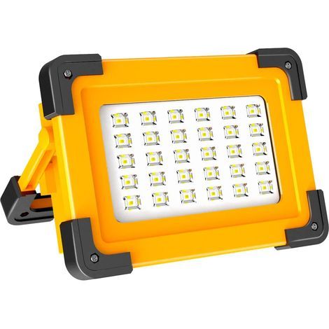 Projecteur LED rechargeable, lampe de travail 60 W, 3 niveaux de luminosité, batterie 6600 mAh, idéal pour le camping et les projets de bricolage. (1/3)