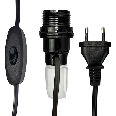 Tibelec – Lampe bouteille noire E14 avec câble 1.5m – Douille demi-filetée + interrupteur à main – Pour luminaires personnalisés (1/5)