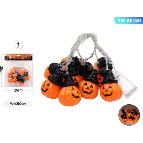 Luci decorative Halloween zucca con cappello PartyGo