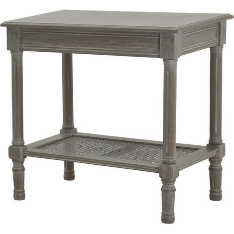 The Serene Rattan Collection Side Table - Wood - L40 x W60 x H60 cm - Grey