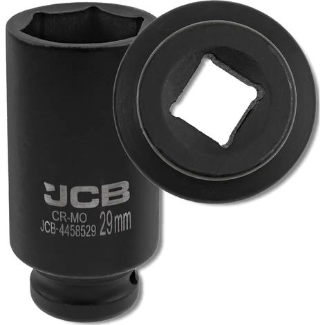 Chiave a bussola a impatto profonda JCB da 1/2" in acciaio Cr-Mo a 6 punte da 29 mm
