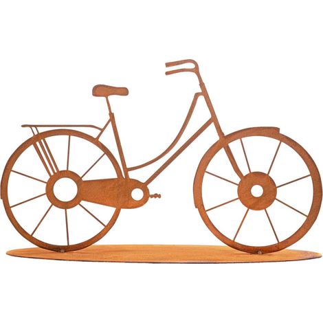 Décoration de Jardin Vélo en Métal Aspect Patiné Rouille pour Extérieur et Intérieur 41 cm - PANGIVO