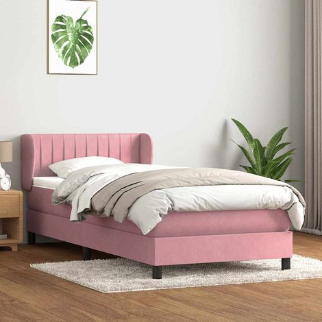 Boxspringbett mit Matratze Rosa 90x220 cm Samt
