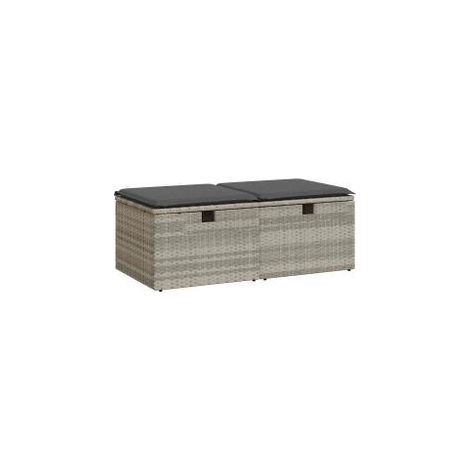 Salon de jardin 2 pcs avec coussins gris clair polyrotin acacia (1/5)