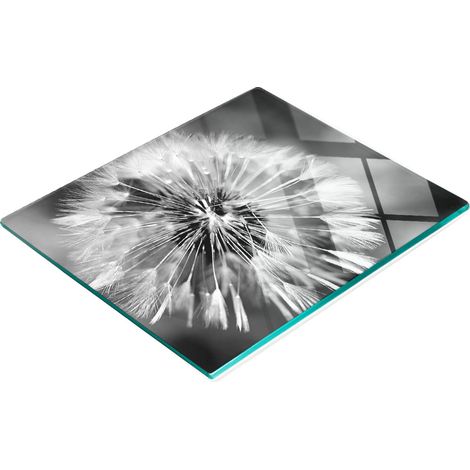Tavoletta decorativa multifunzionale in vetro per cucina, colore dente di leone, 60x52 cm. (1/5)
