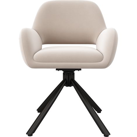 Silla de comedor giratoria de terciopelo beige con reposabrazos, juego de 2, estilo moderno (1/5)