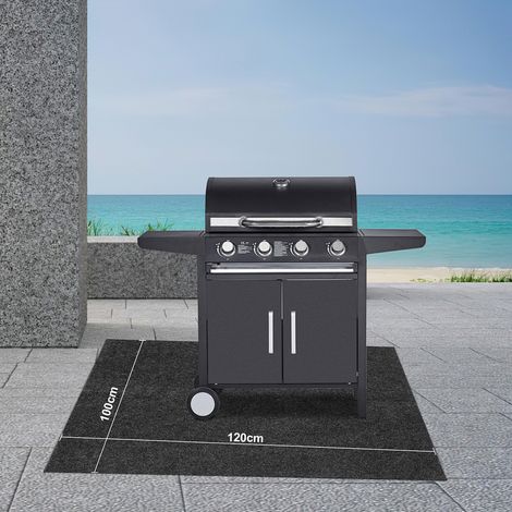 Wolketon Grillteppich, Grillmatte 100x120 cm, rutschfeste Unterlage für Grill und Outdoor-Geräte, ölbeständig, Bodenschutz für Garten und Terrasse (1/2)